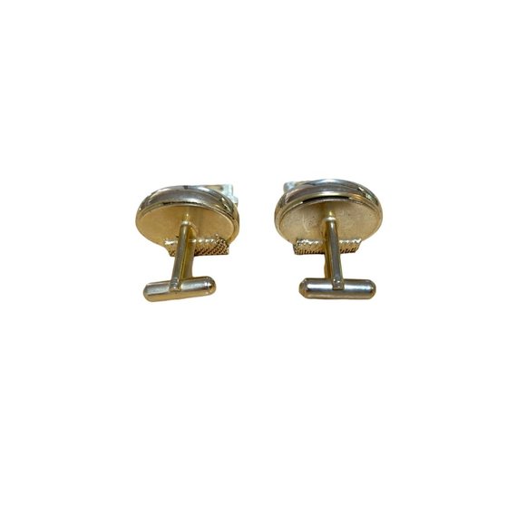 1960s cufflinks with translucent nugget and gold mesh wrap - Picture 4 of 4